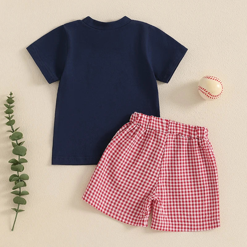 Boys Casual  Striped Short Sleeves T-Shirt 2 Piece Set
