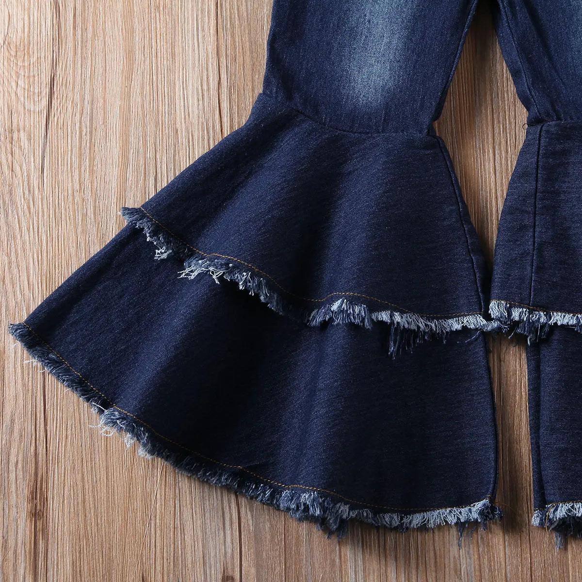 Girls Flared Denim  High Waisted Bell-bottom Jeans