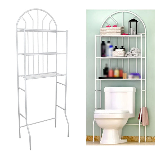 White 3-Tier Toilet Shelf Towel Rack Metal Organizer  Freestanding For Bathroom