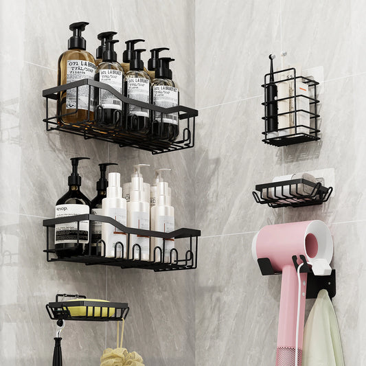 6pcs Stainless Steel Bathroom Kitchen Shelves  Accessories