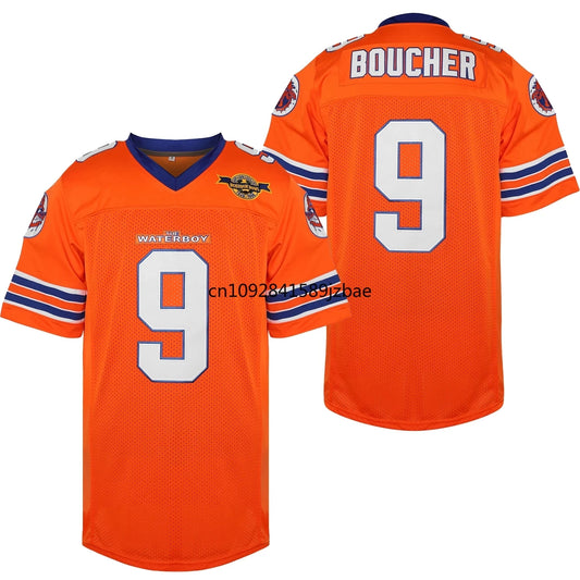 Bobby Boucher  #9  Football Jersey, 50th Anniversary Adam Sandler Movie, Mud Dogs Bourbon Bowl Sports Shirts