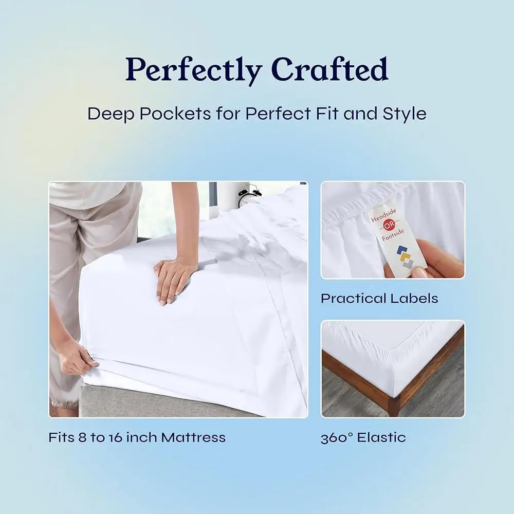 King Size Bed Sheets 400 Thread Count Soft Cooling Deep Pocket Sets